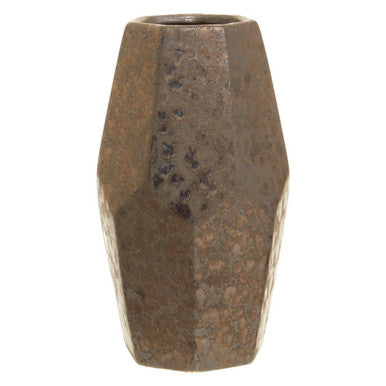 Large Ceramic Vase with Faceted Black Metallic Glaze