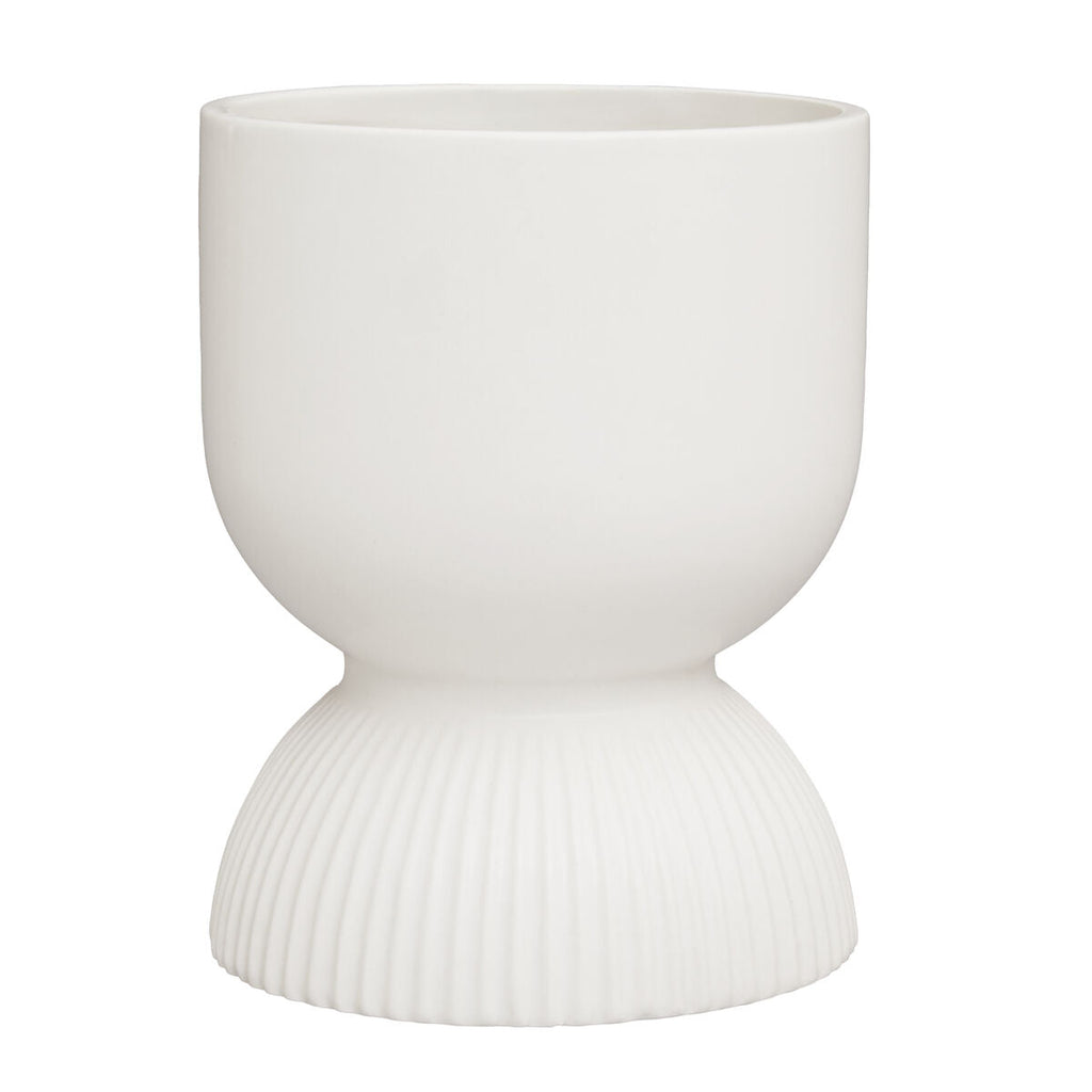 White Ceramic Planter with Tapered Design