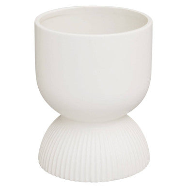 White Ceramic Planter with Tapered Design