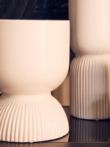 White Ceramic Planter with Tapered Design