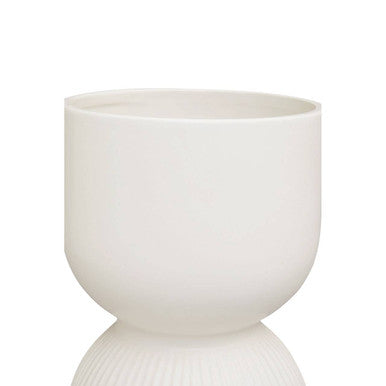 White Ceramic Planter with Tapered Design