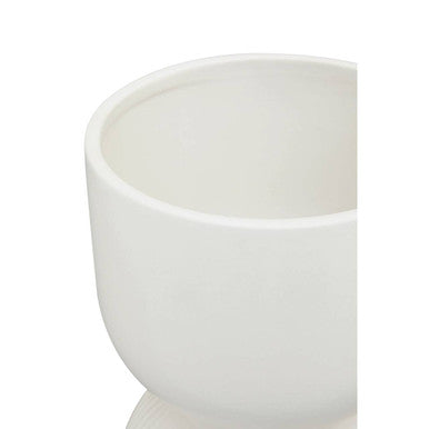 White Ceramic Planter with Tapered Design