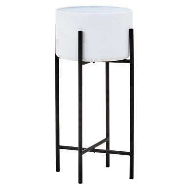 Large White and Black Floor Standing Planter
