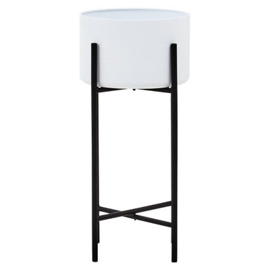 Large White and Black Floor Standing Planter