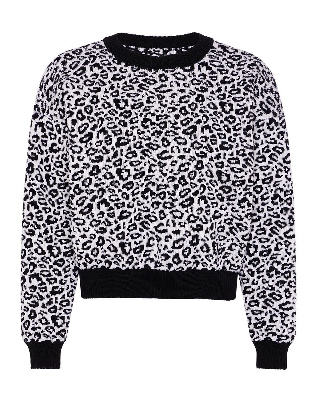 Leopard Knitted Wool and Cashmere Jumper in Black and White