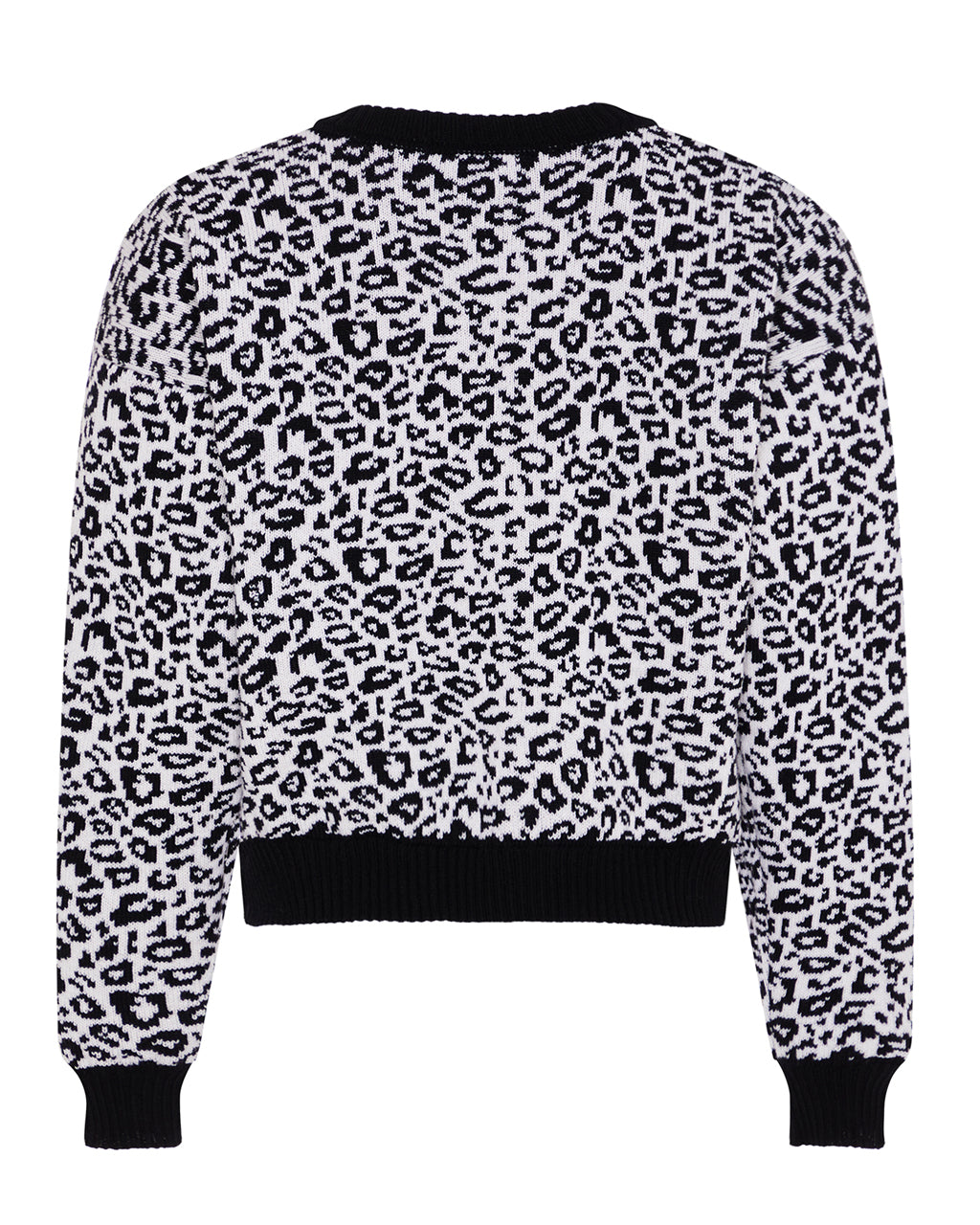 Leopard Knitted Wool and Cashmere Jumper in Black and White