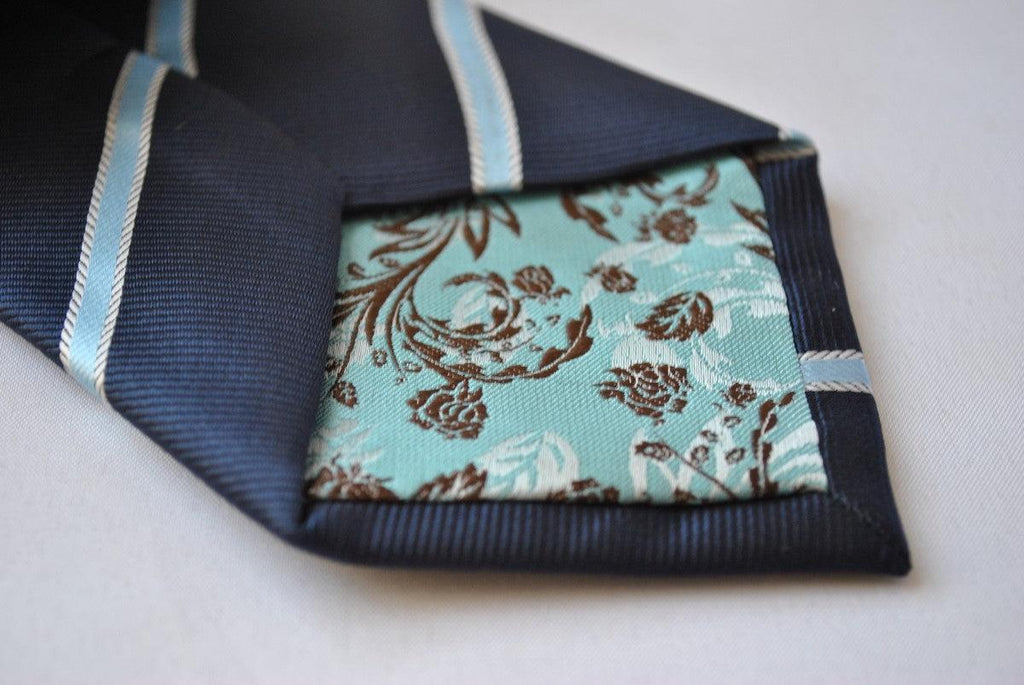 Navy and Light Blue Ribbon Stripe Tie