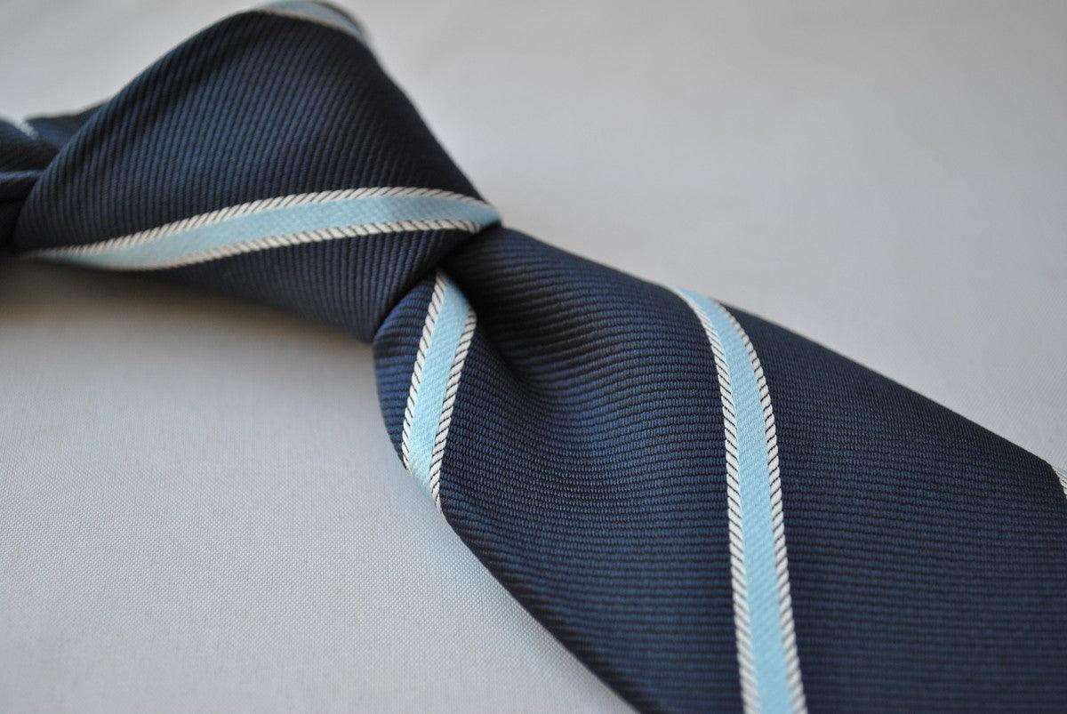 Navy and Light Blue Ribbon Stripe Tie