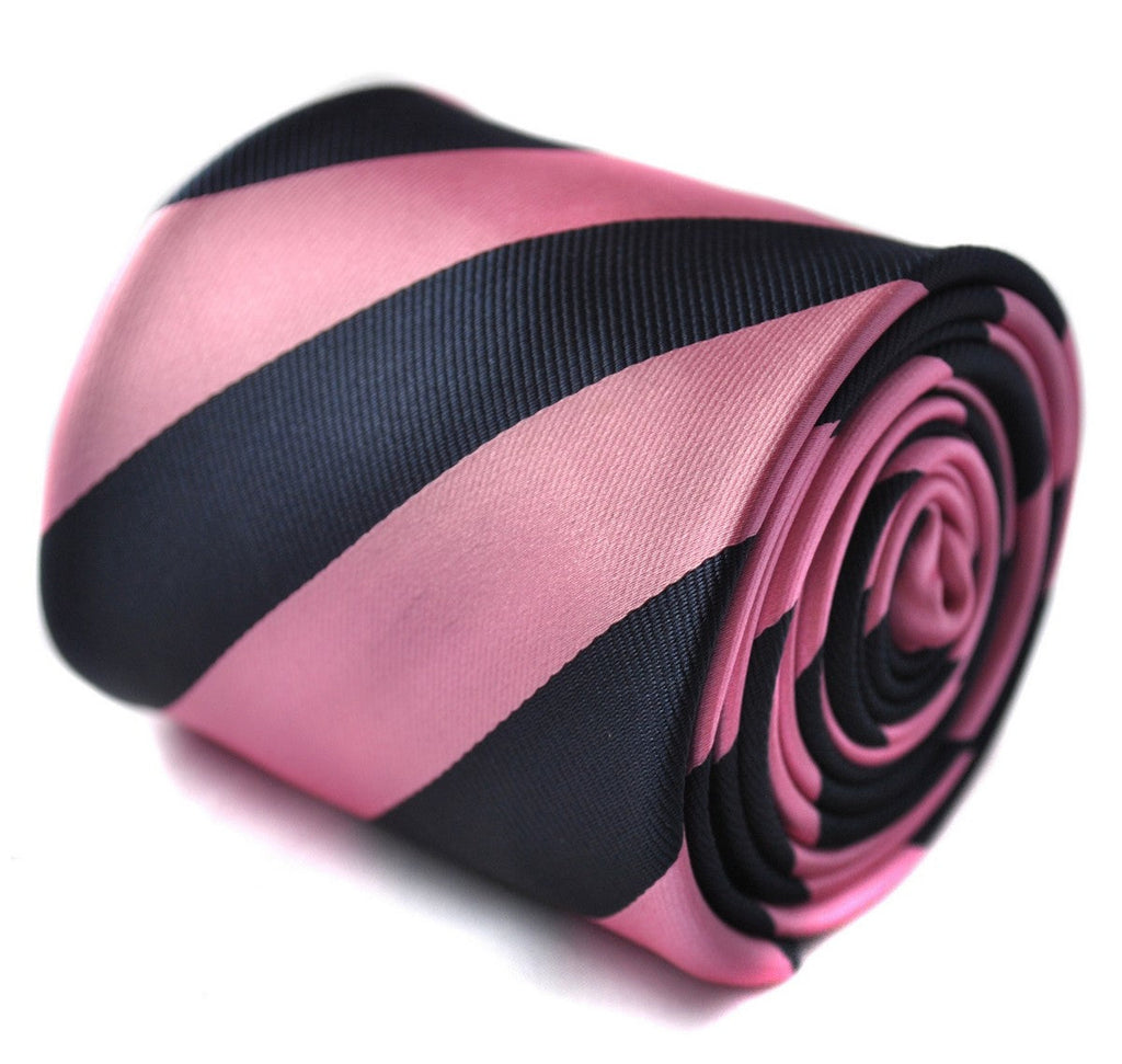 Navy and Pink Barber Striped Tie