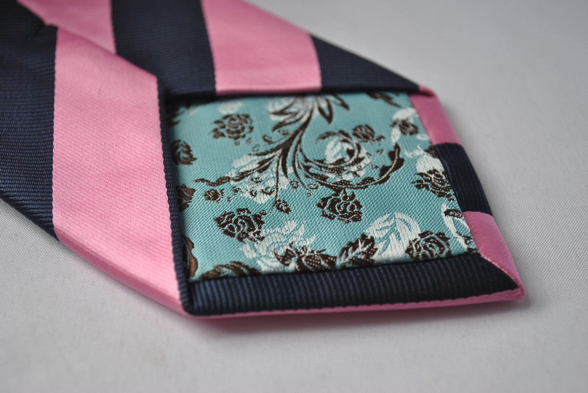 Navy and Pink Barber Striped Tie