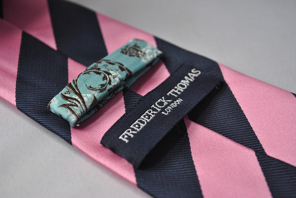 Navy and Pink Barber Striped Tie
