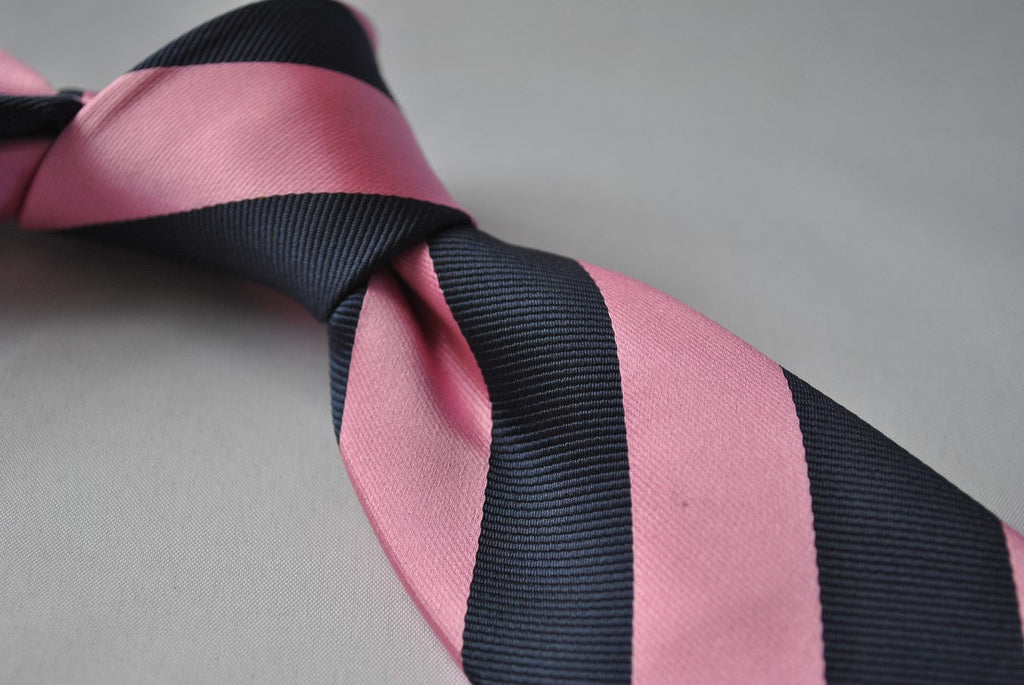 Navy and Pink Barber Striped Tie