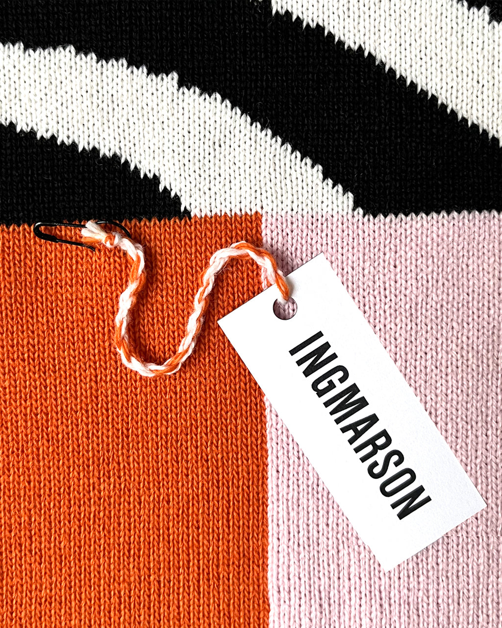 Shapes and Stripes Wool Cashmere Scarf in Pink and Orange