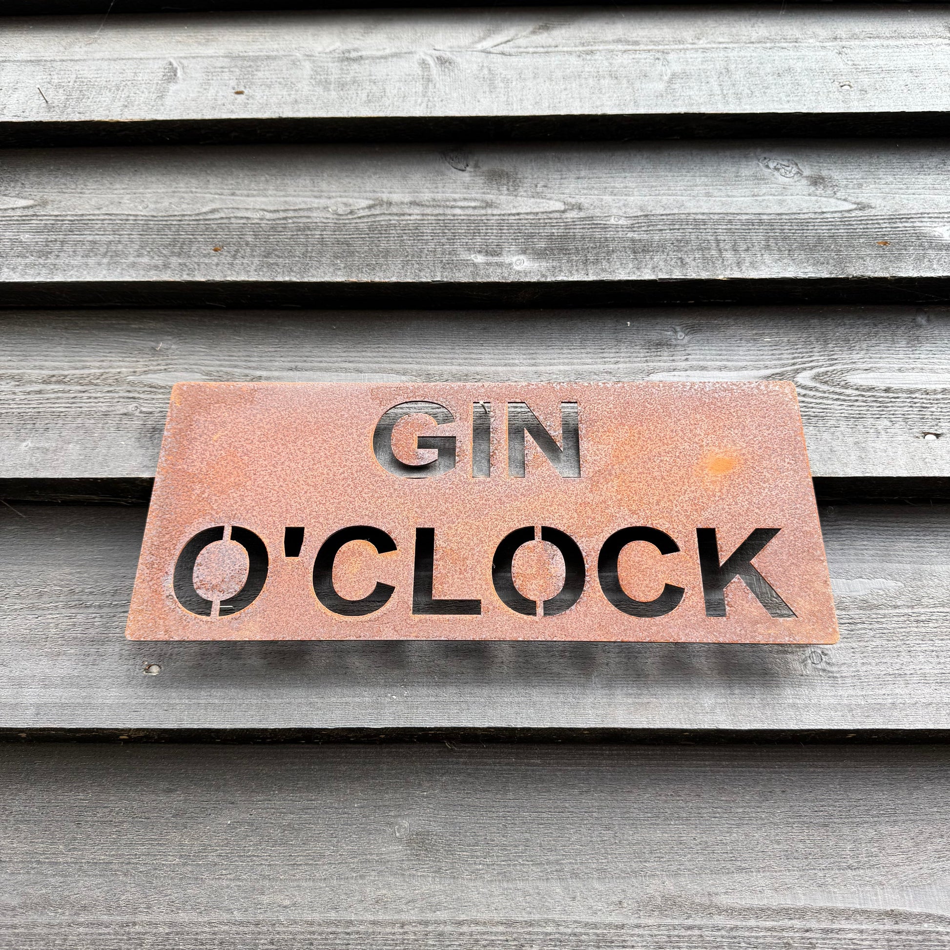 Rustic Metal GIN O’CLOCK Sign