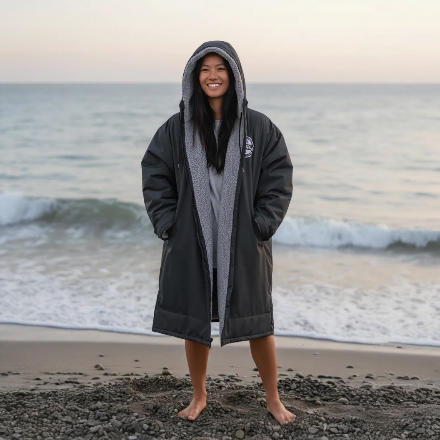 Waterproof Changing Robe with Free Beanie in Recycled Fleece