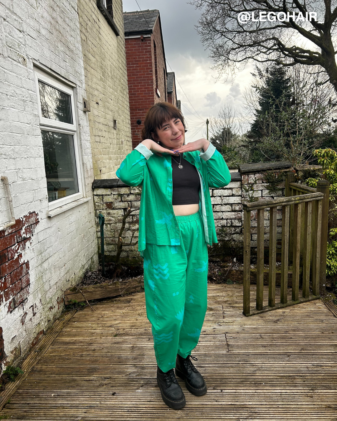 Organic Cotton and Linen Balloon Trousers in Meadow Flow