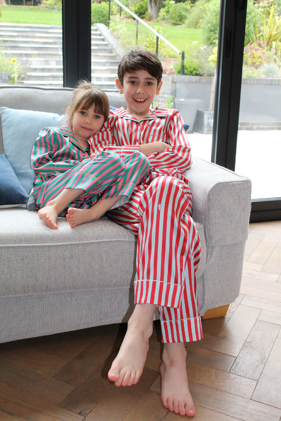 Teddy Ladybird Stripe Silk Pyjama Set for Boys