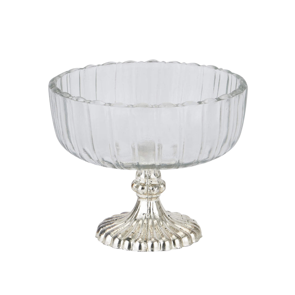 Silver mercury glass bowl, 15cm, handcrafted centerpiece for tablescapes or decor by RoomLondon at brixbailey.com