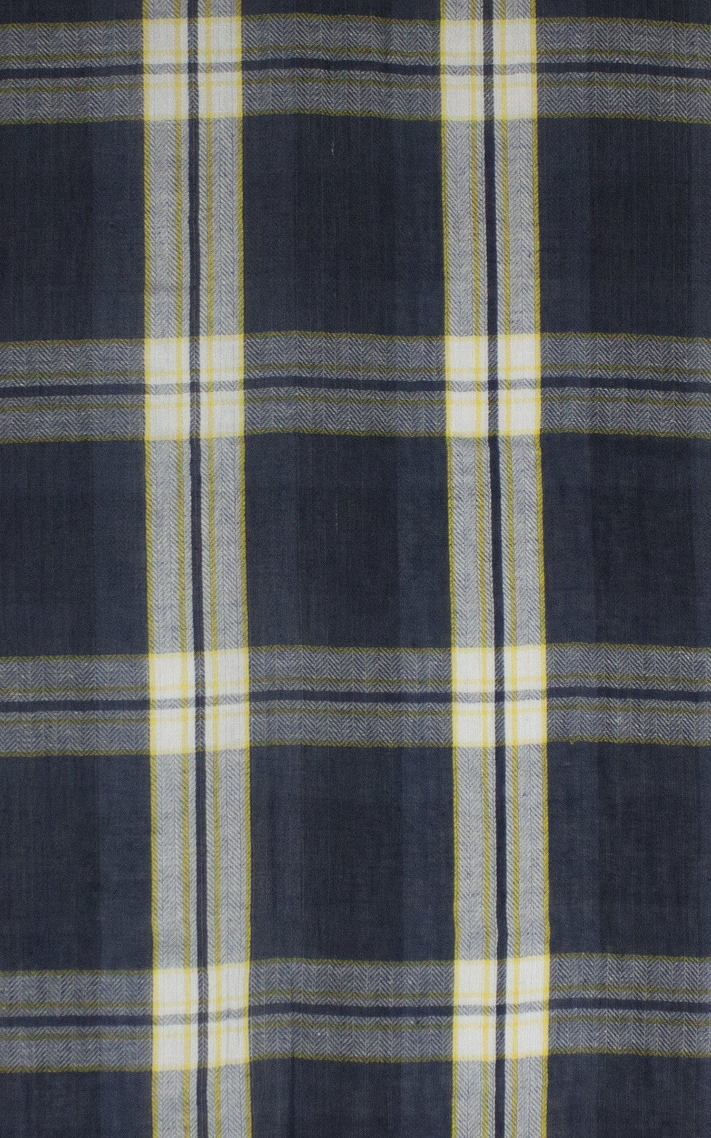 Window Check Twill Weave Cotton Viscose Scarf in Black and White