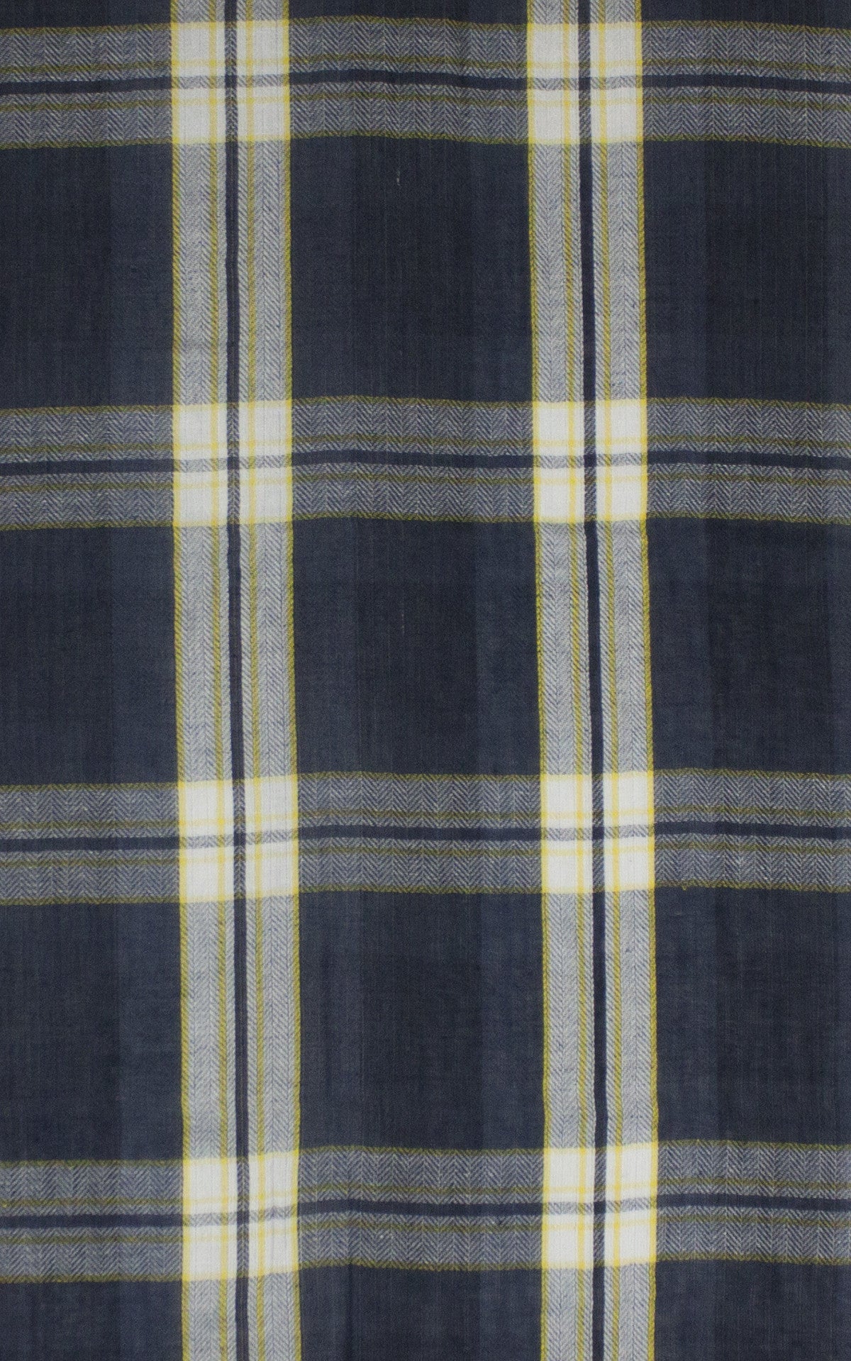 Window Check Twill Weave Cotton Viscose Scarf in Black and White