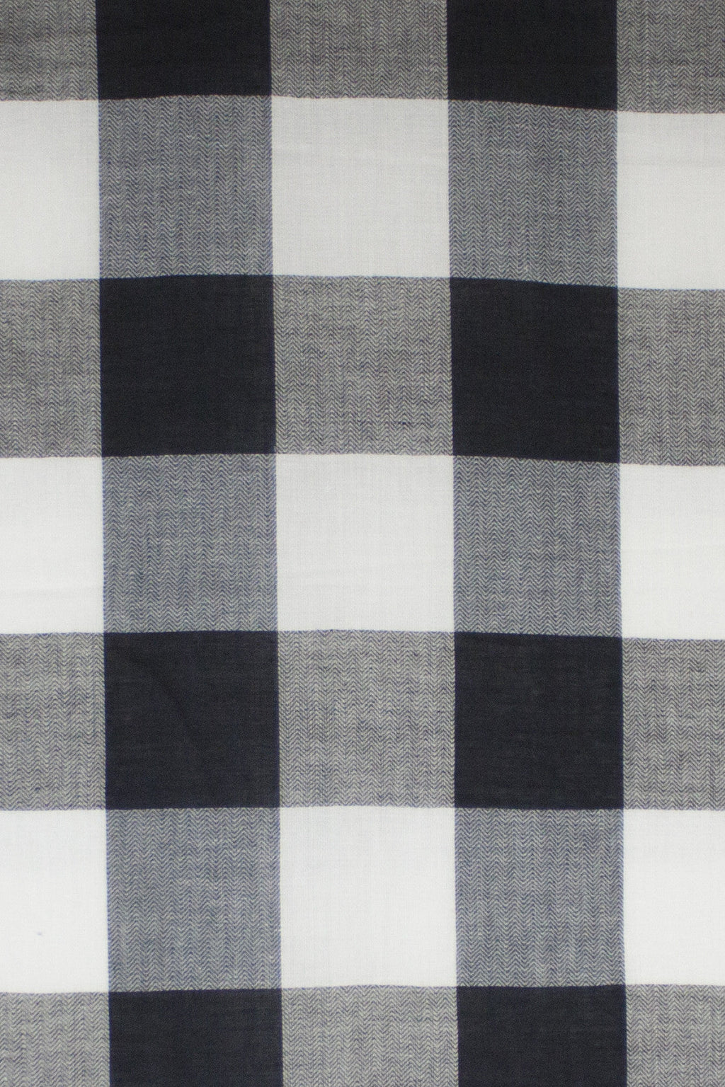 Tartan Checks Chevron Weave Cotton Viscose Scarf Black and White