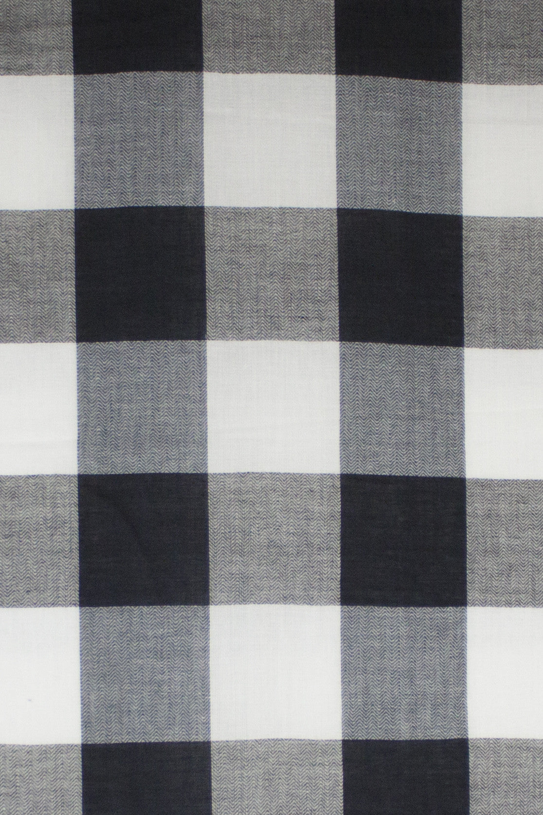 Tartan Checks Chevron Weave Cotton Viscose Scarf Black and White