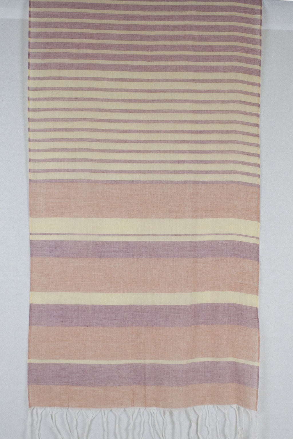 Chambray Stripe Cotton Scarf in Orange Red Yellow