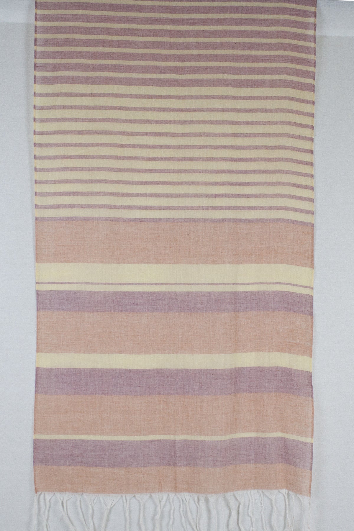 Chambray Stripe Cotton Scarf in Orange Red Yellow