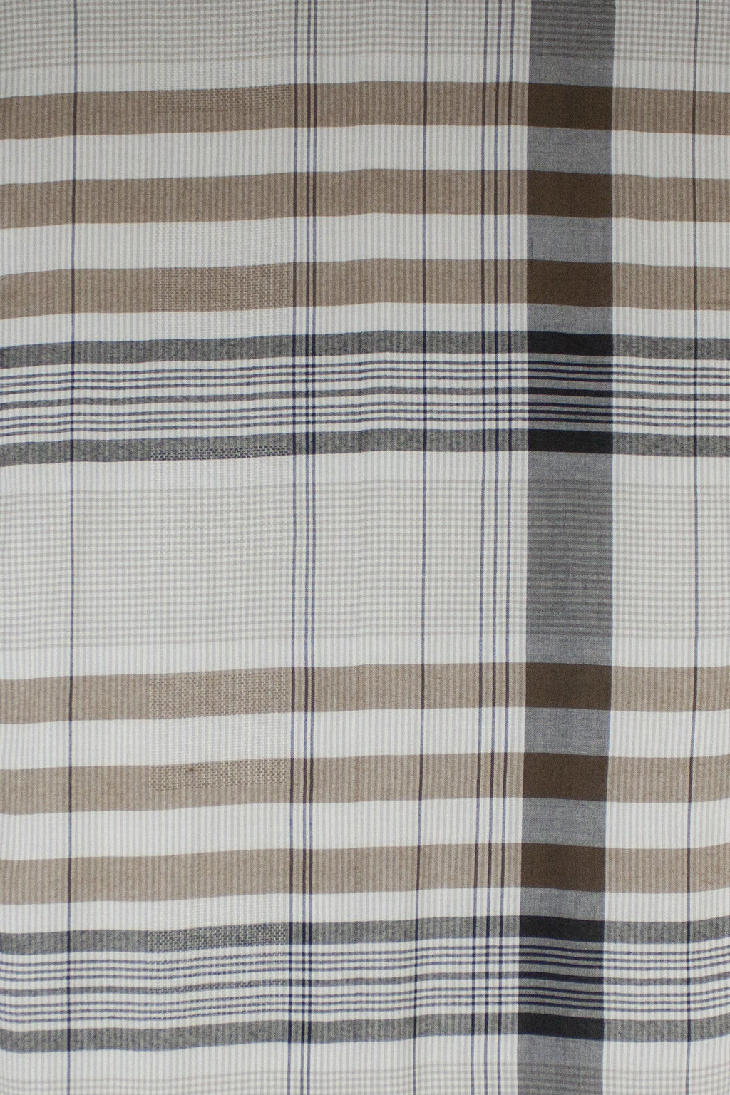 Checks and Stripes Textured Weave Viscose Scarf in Beige Black and Off White