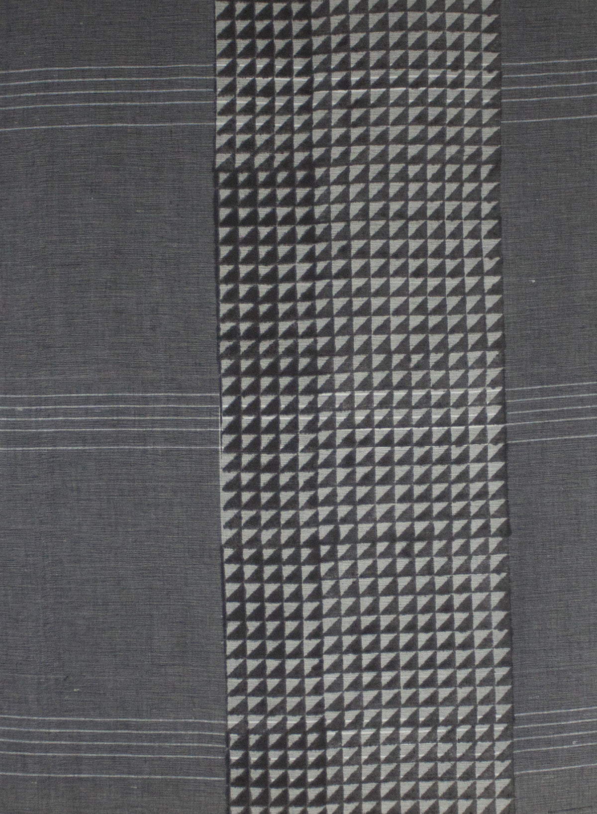 Triangle Print Chambray Cotton Scarf in Grey and Black