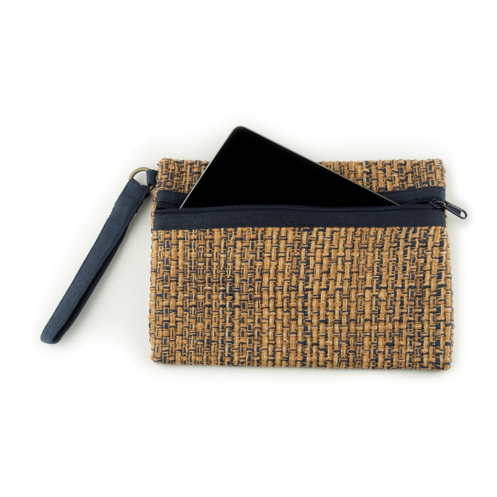 Brown and Blue Accessories Pouch