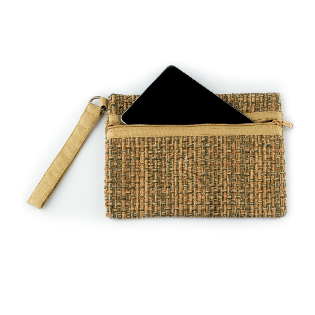 Green Beige Wrist Accessories Pouch