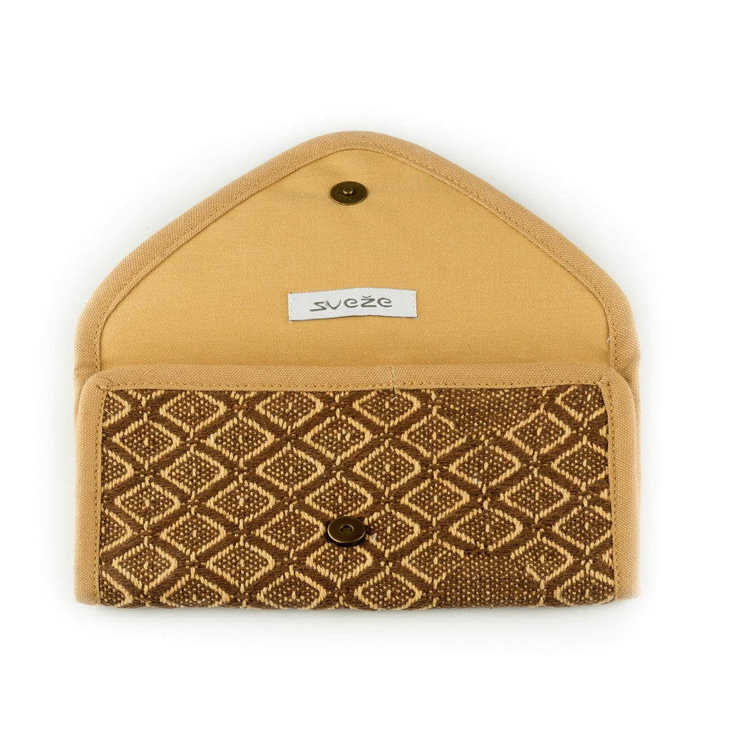 Brown Handloom Wallet with Diamond Weave