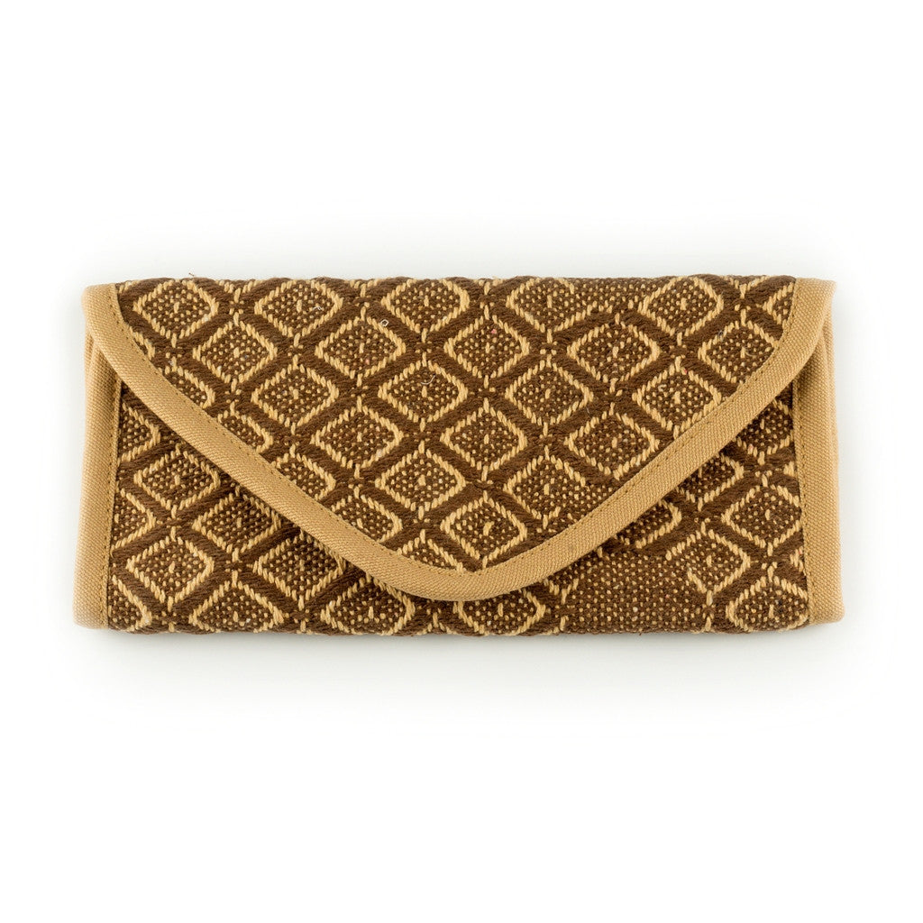 Brown Handloom Wallet with Diamond Weave