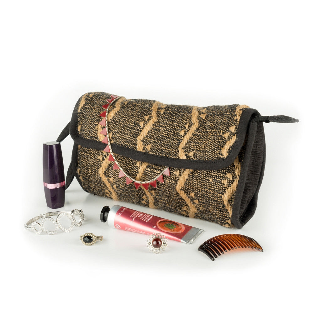 Small City Vanity Pouch in Brown and Black