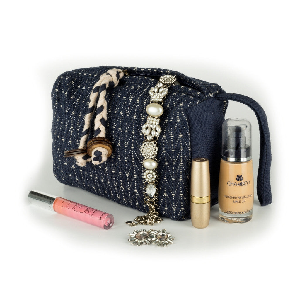 On My Mind Cosmetic Pouch in Navy