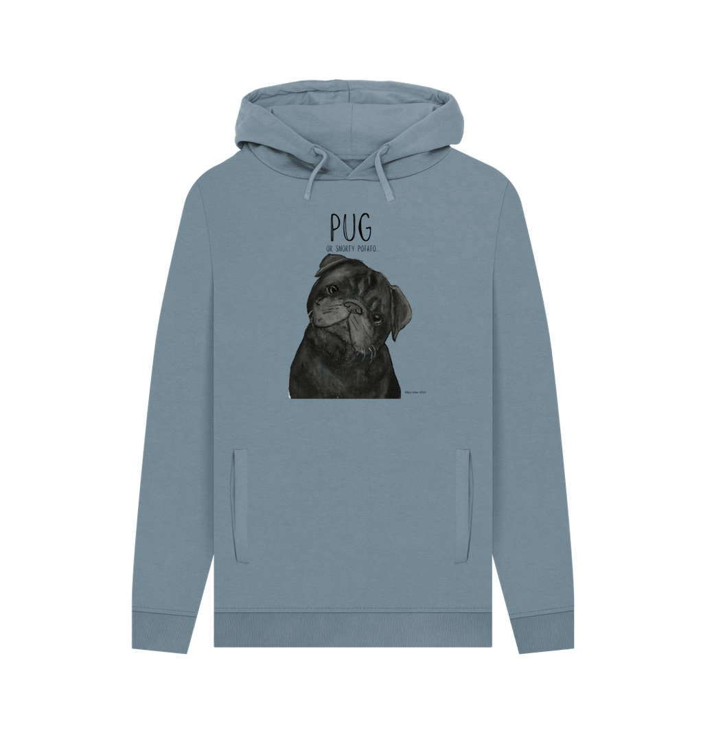 Snorty Potato Mens Hoodie Cozy Pug Vibes for Dog Lovers
