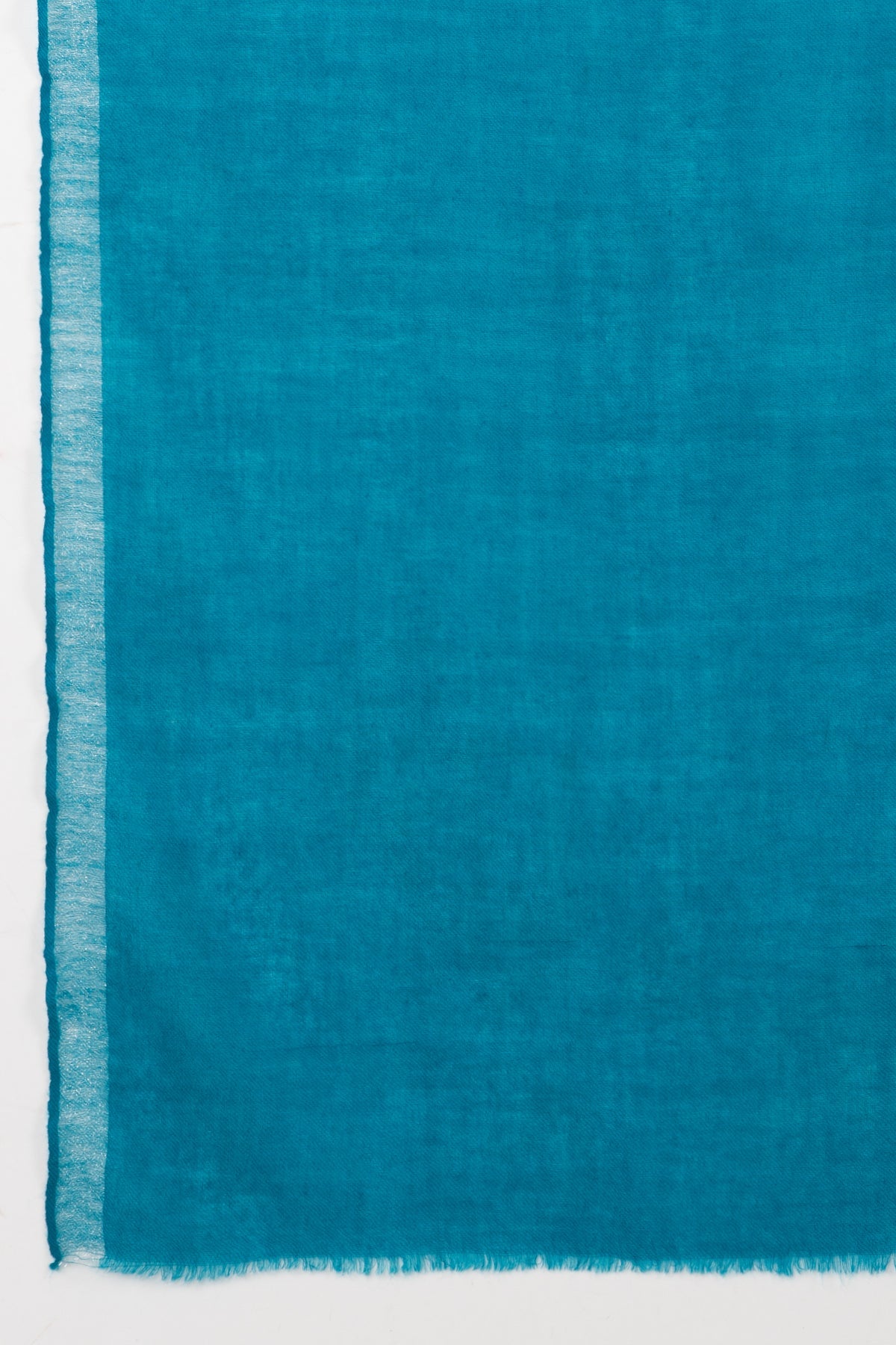 Turquoise Merino Wool Scarf with Silver Lurex Border