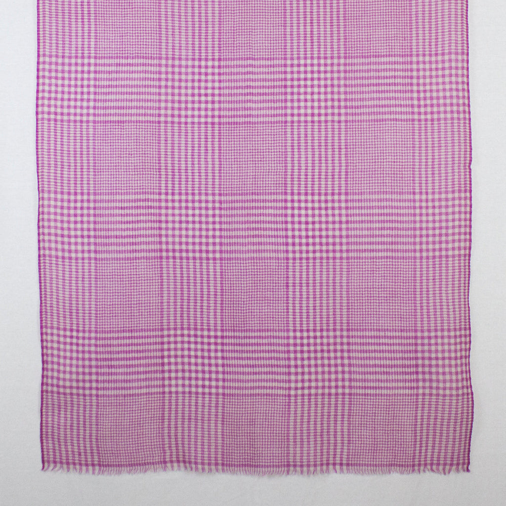 Fuschia Gingham Merino Wool Scarf