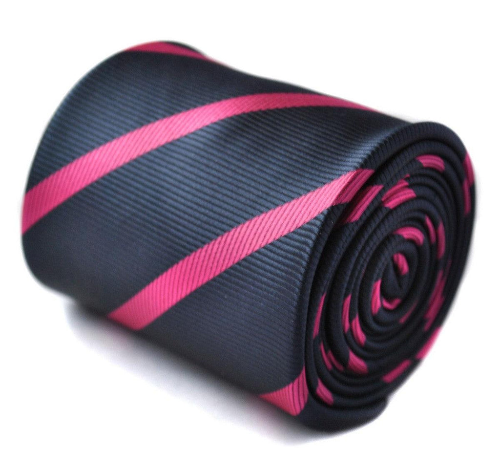 Navy Blue and Hot Pink Club Striped Tie