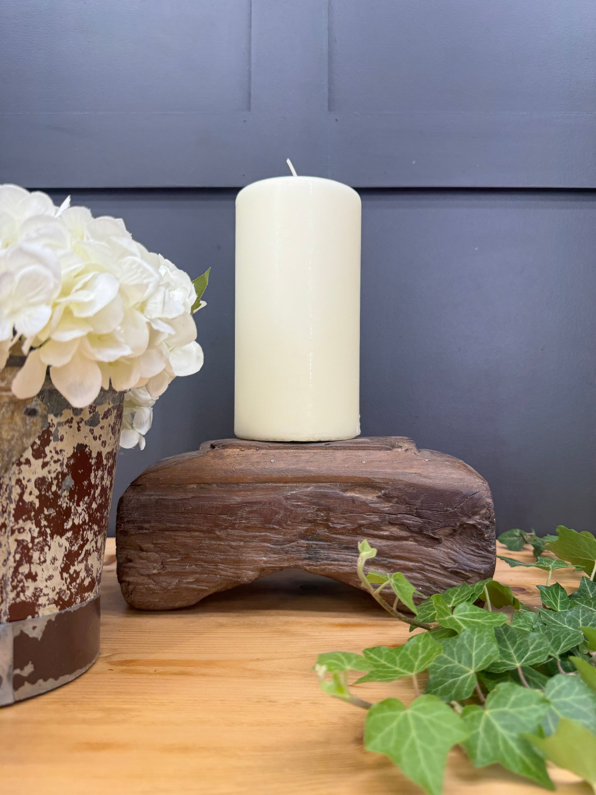 Rustic Wooden Candle Holder Reclaimed Farmhouse Decor