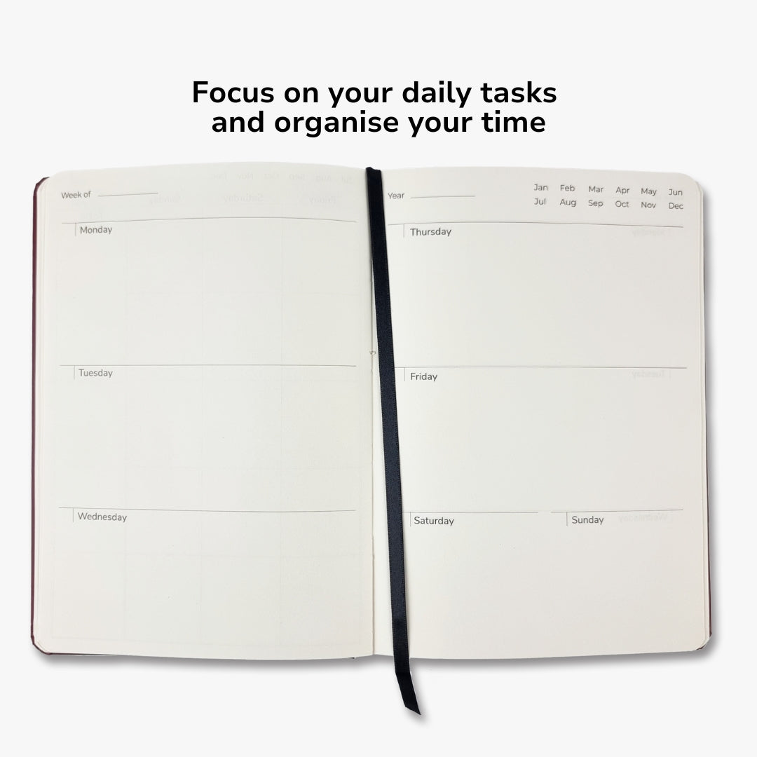 Undated Yearly Productivity Planner in Blue