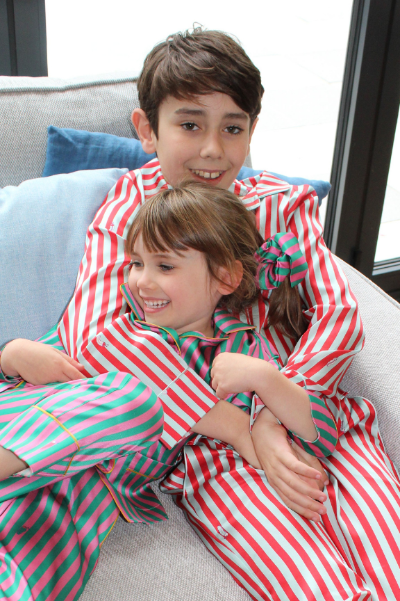 Teddy Ladybird Stripe Silk Pyjama Set for Boys