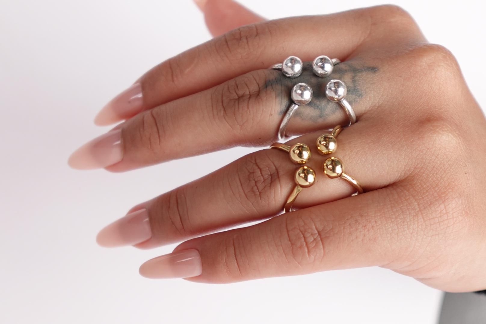 Orb Cluster Ring in Gold and Silver