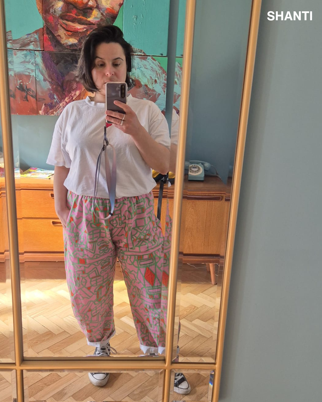 Organic Cotton and Linen Balloon Trousers in Blush Horizon