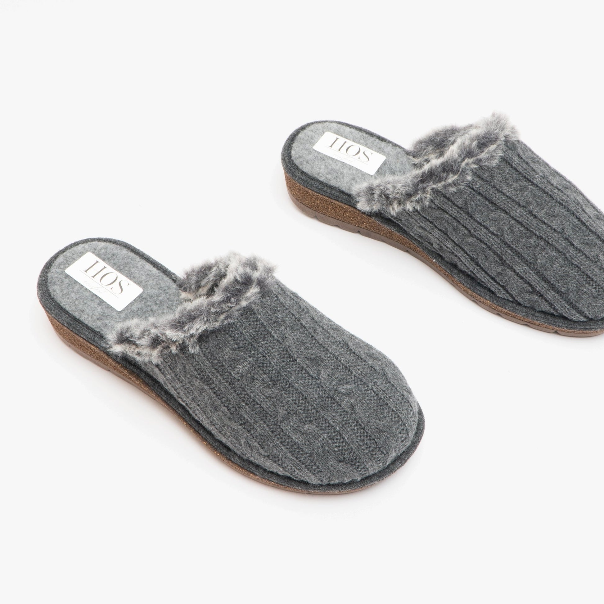Womens Wool Mule Slippers Grey Comfort