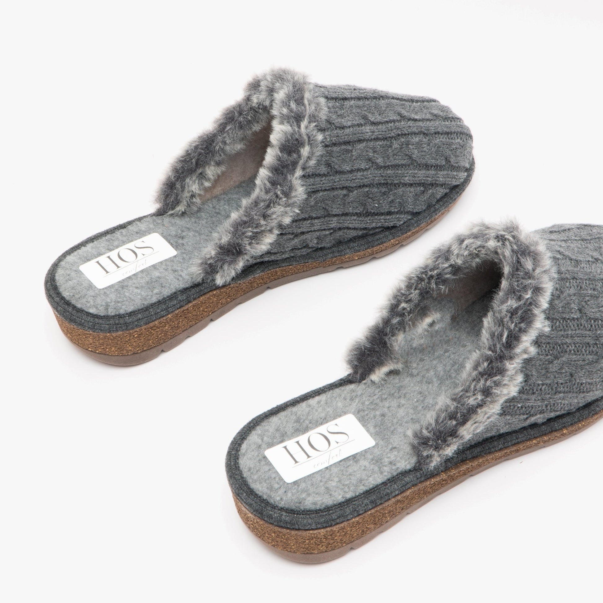 Womens Wool Mule Slippers Grey Comfort