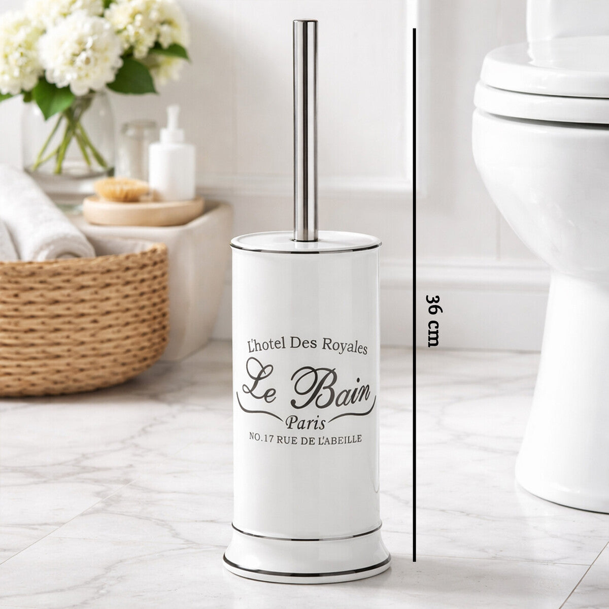 White Toilet Brush with Holder