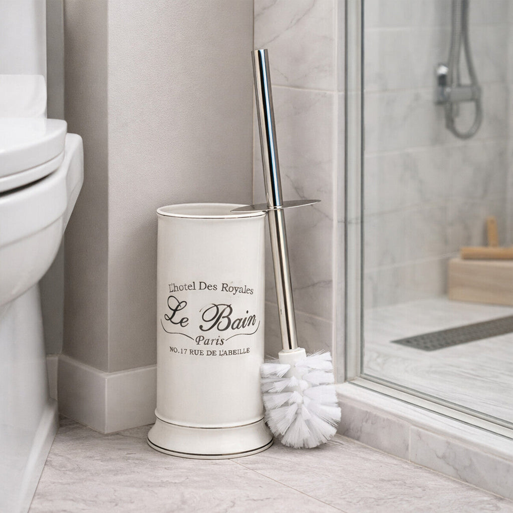 White Toilet Brush with Holder