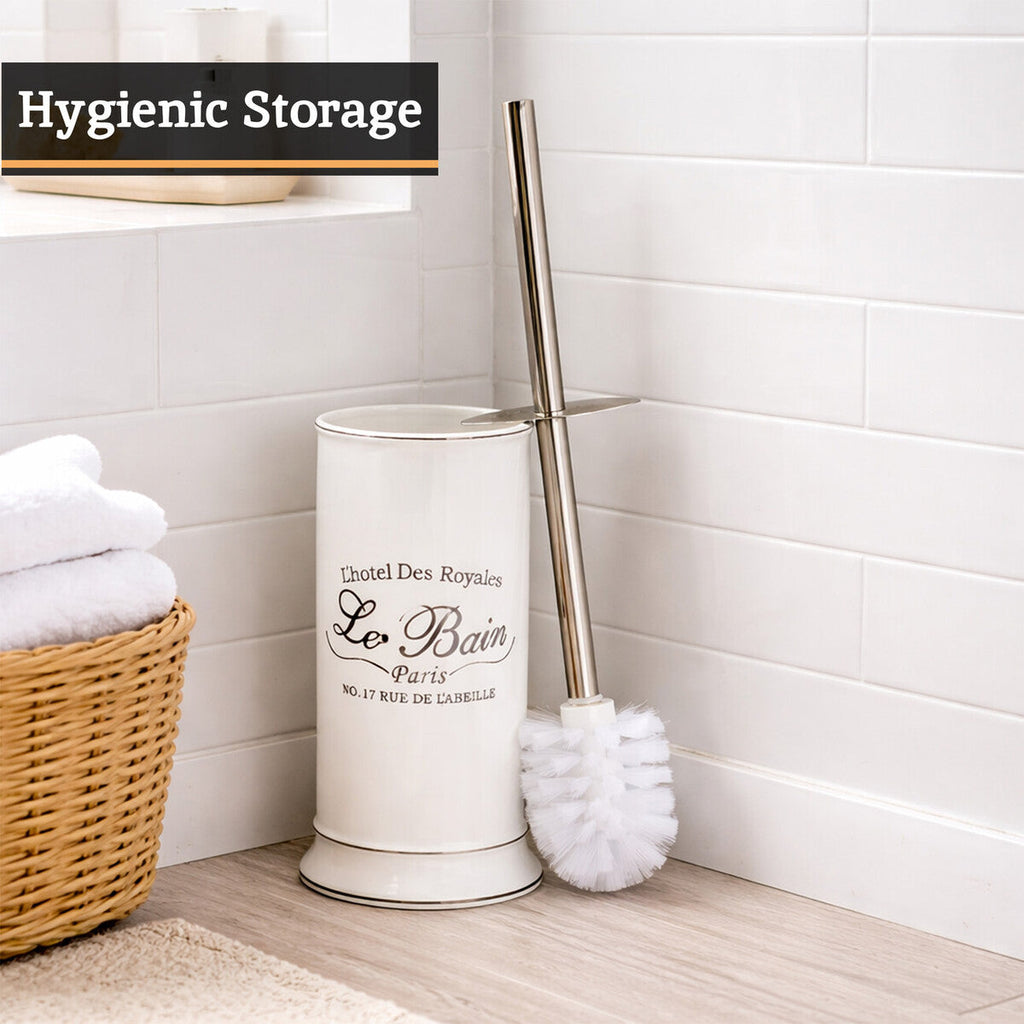 White Toilet Brush with Holder